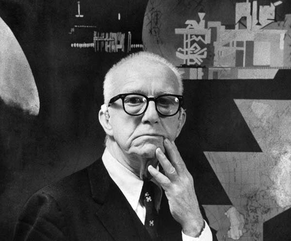 Buckminster Fuller, visionary inventor, visits UCSC campus