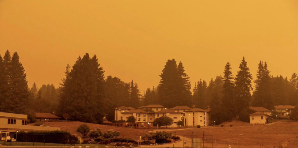 UC Santa Cruz campus covered in smoke from wildfire