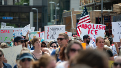 During Trump's first term, nationwide protests sprang up against the administration's anti-immigrant policies, and many immigrant-serving legal aid organizations rose to near the 90th percentile for donations among all nonprofits. Photo: Fibonacci Blue, licensed under CC 2.0 Attribution License